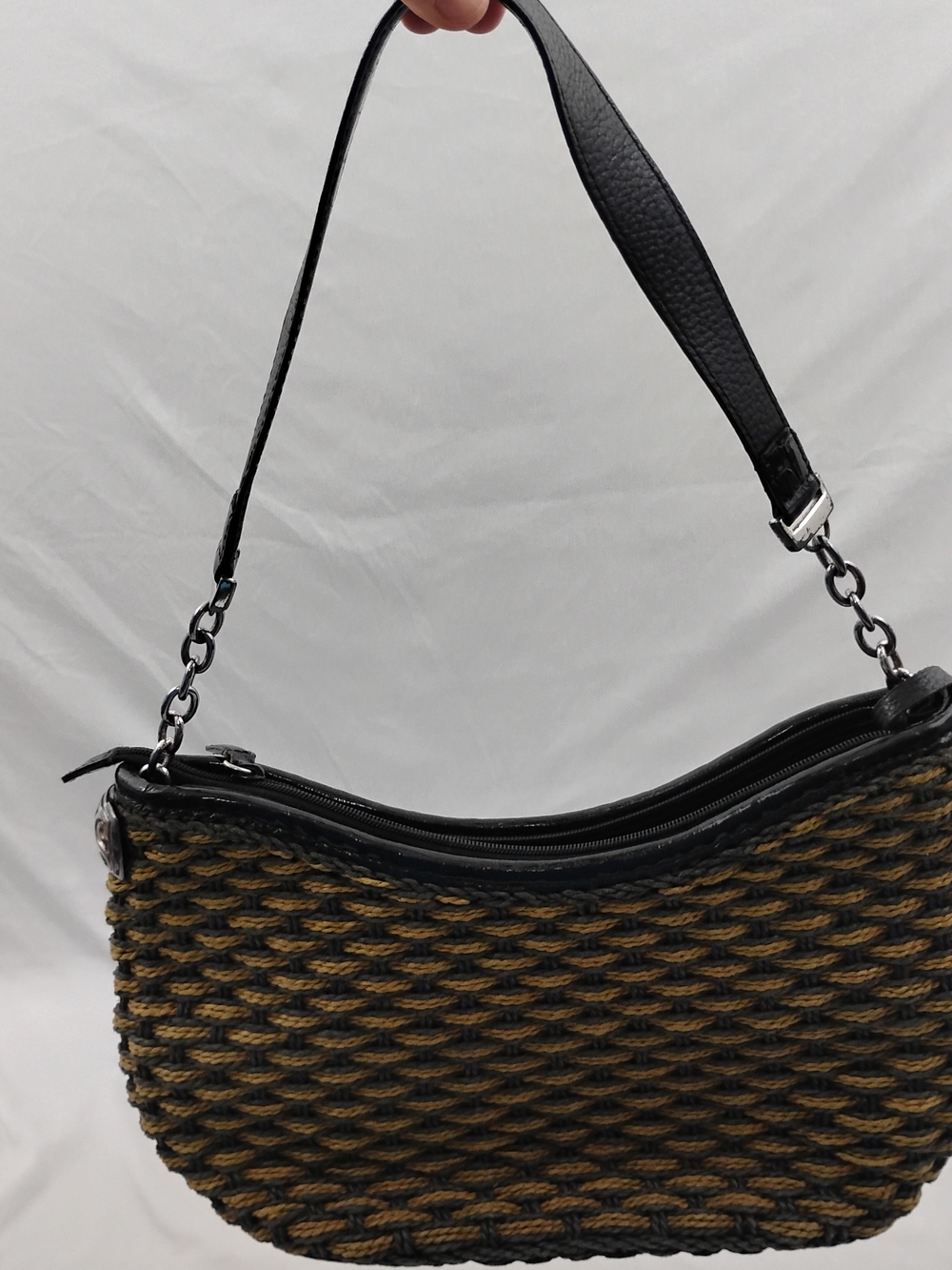 Brighton Woven Black & Brown Shoulder Bag
